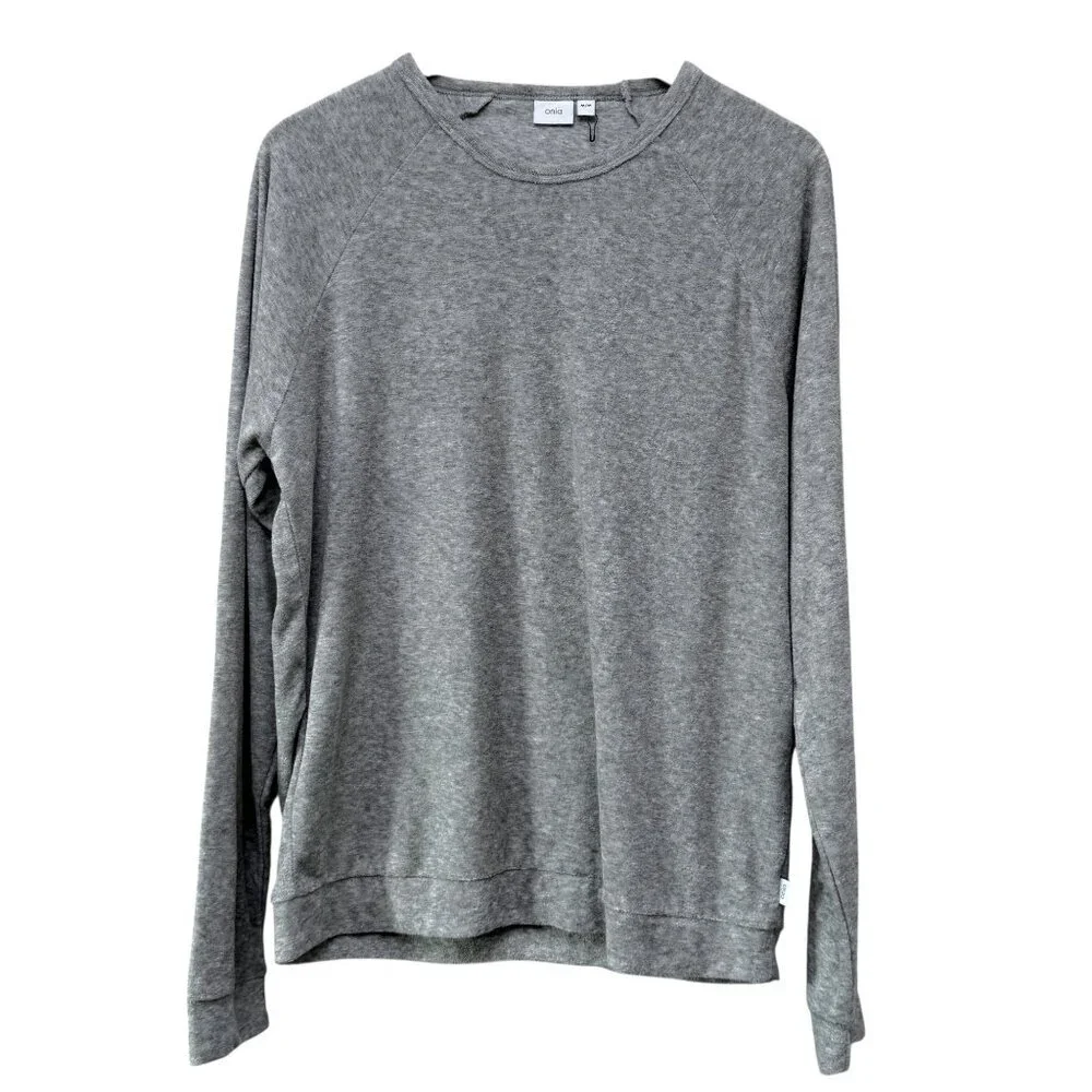 Onia Gray Terry Pullover Medium Gray Long-Sleeve Casual Sweatshirt